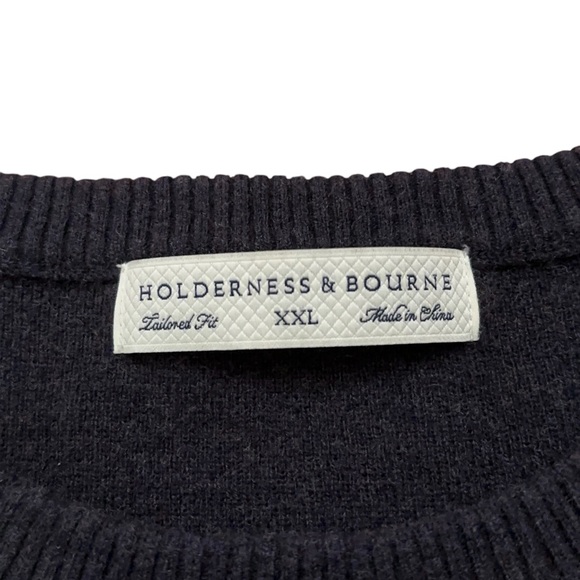 Holderness & Bourne Sweater Mens 2XL The Sargent Crewneck Cashmere Wool Blue - Picture 4 of 6